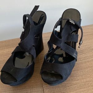 *LIGHTLY WORN* black wedges with buckle from CHARLOTTE RUSSE.